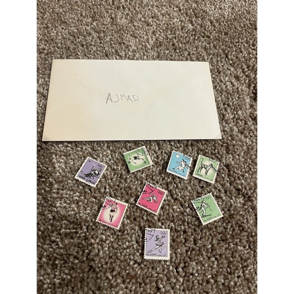 Other - Vintage Olympic Postage Stamp AJMAD Figure Skating Rare Lot Of 8